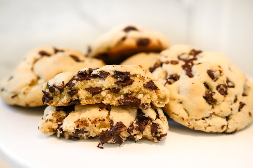 A Close-Up Shot of Chocolate Chip Cookies