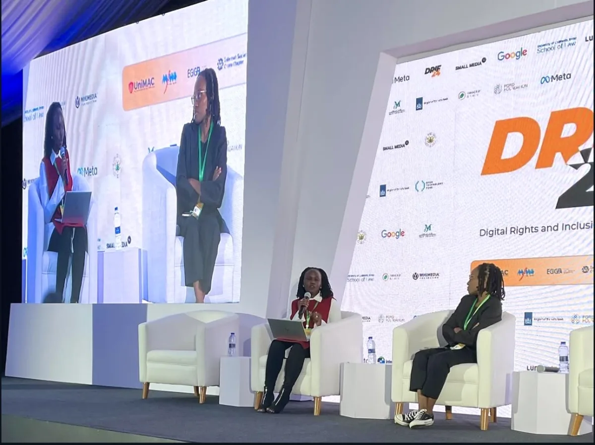 The RT-10 panel underway on the DRIF24 main stage in Accra, the speakers also carried on the screen behind.
